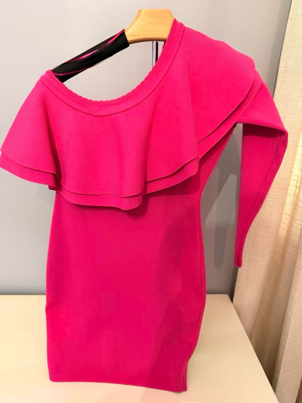 Endless Rose Hot Pink One-Shoulder Ruffle Dress